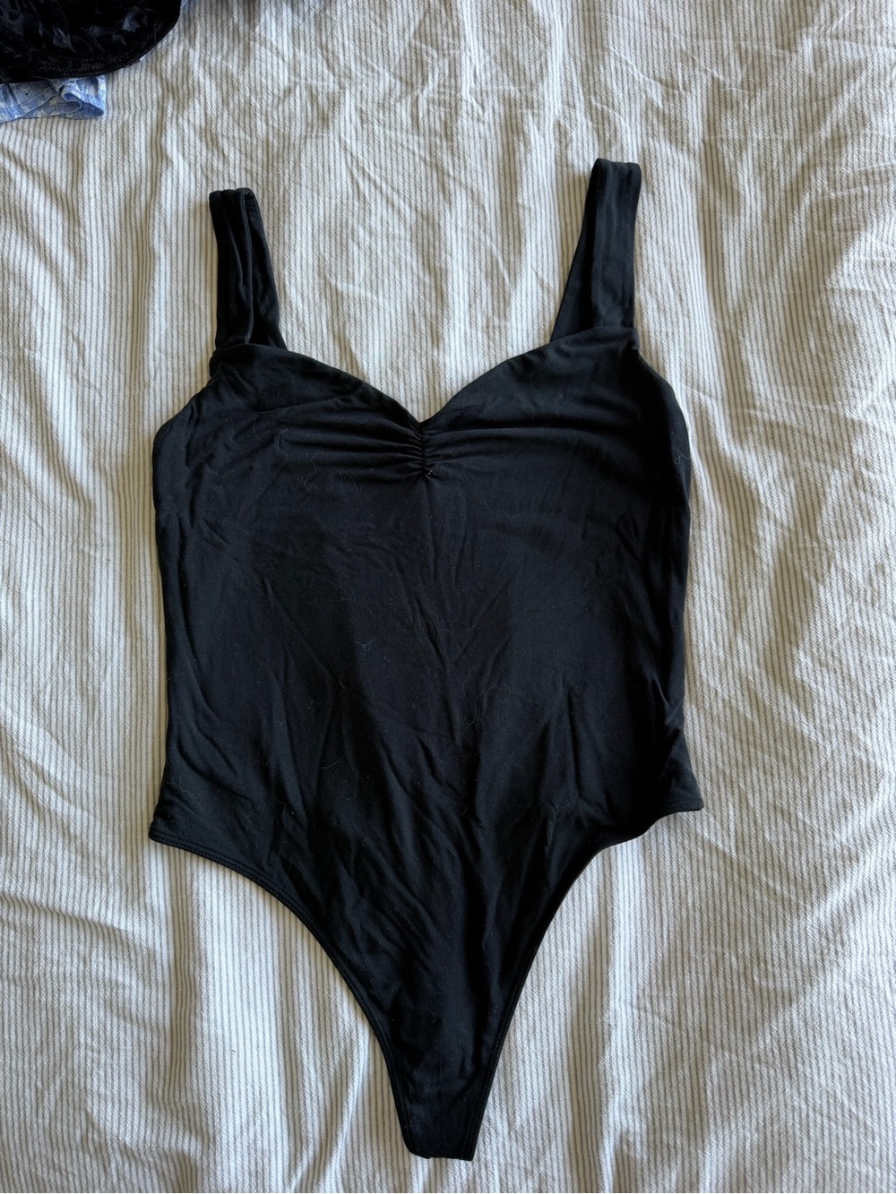 Wilfred Black Sleeveless Bodysuit with Ruched Front